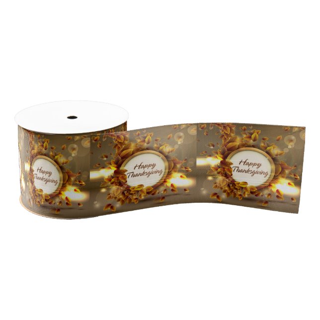 Happy Thanksgiving 3A - 3" Wide Ribbon Ripsband (Spule)