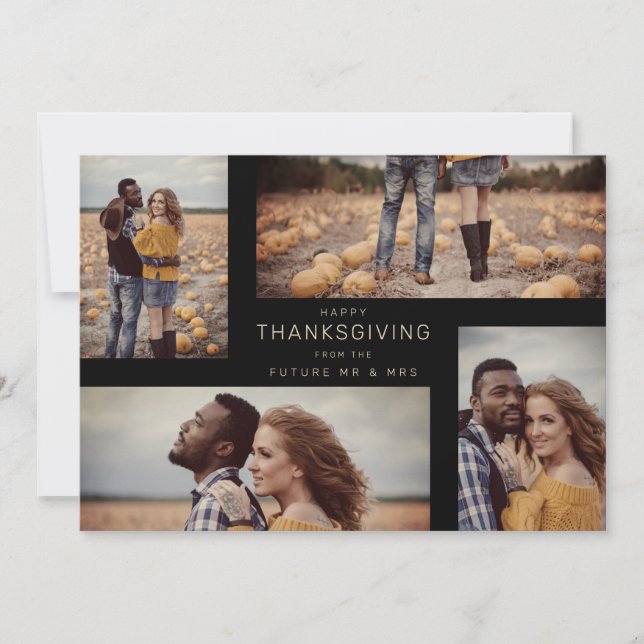 Happy Thanksgiving 4 Photos Wedding Save Date (Vorderseite)