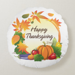 Happy Thanksgiving 5A Runde Kissen