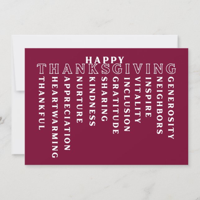 Happy Thanksgiving Acrostic Card Feiertagskarte (Vorderseite)