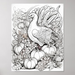 Happy Thanksgiving Adult Coloring Poster