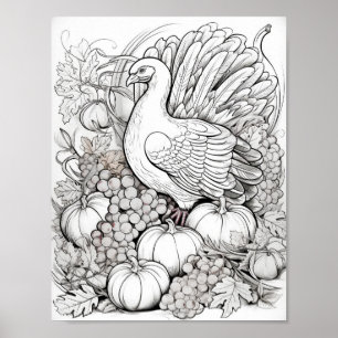 Happy Thanksgiving Adult Coloring Poster
