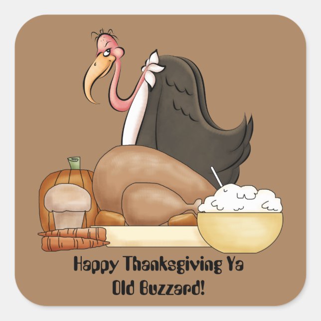Happy Thanksgiving alter Bussard Aufkleber (Vorderseite)