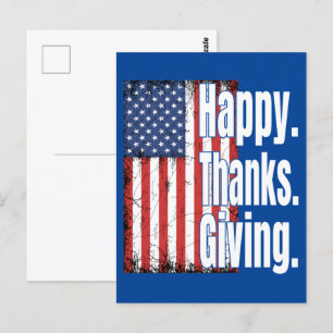 Happy Thanksgiving American Flag Postkarte