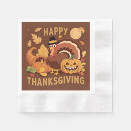 Happy Thanksgiving Autumn Harvest Paper Napkin Serviette