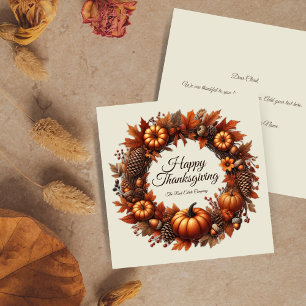 Happy Thanksgiving Autumn Leaves Wreath Company Feiertagskarte