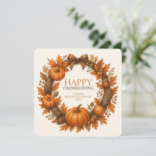 Happy Thanksgiving Autumn Wreath Corporate Feiertagskarte