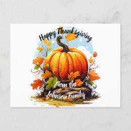 Happy Thanksgiving Autumnal Farben Kürbis Feiertagspostkarte