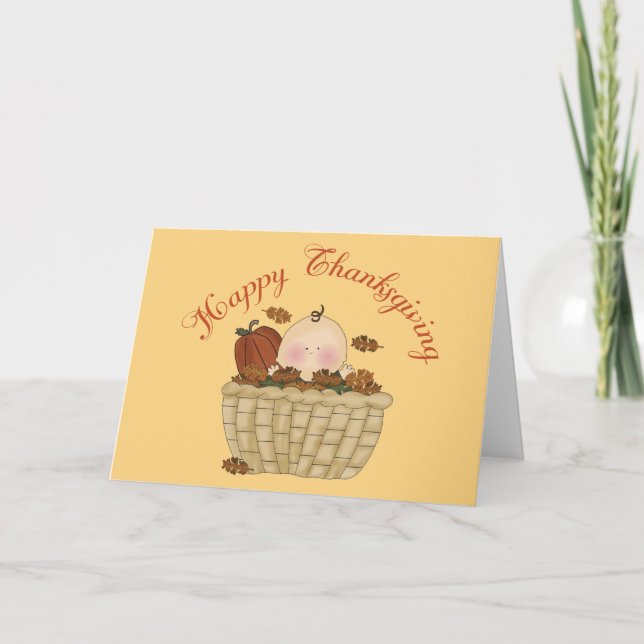 Happy Thanksgiving Basket Baby Geschenk Feiertagskarte (Vorderseite)