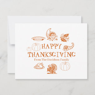 Happy Thanksgiving benutzerdefinierte Familienname Feiertagskarte