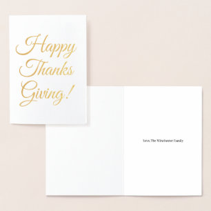 Happy Thanksgiving benutzerdefinierte Goldskriptty Folienkarte