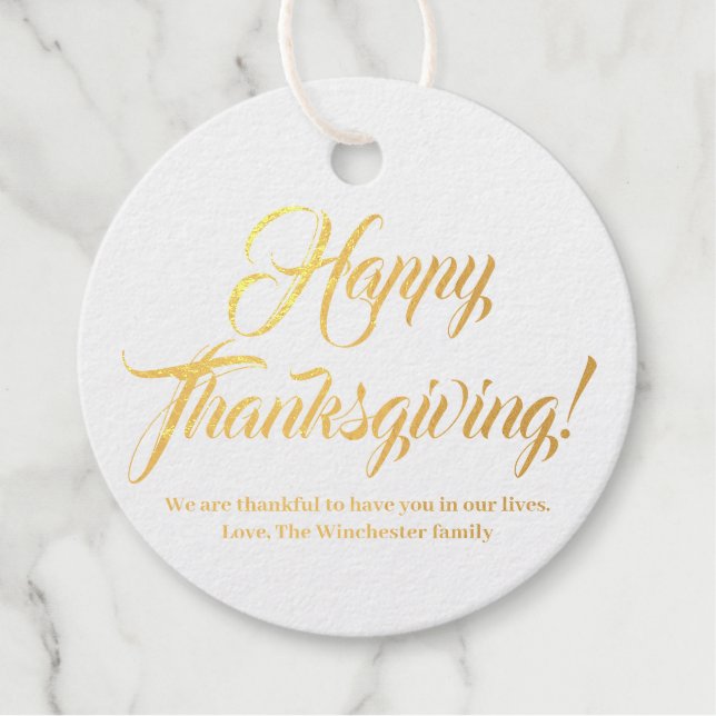 Happy Thanksgiving benutzerdefinierten Skripttext  Geschenkanhänger (Vorderseite)