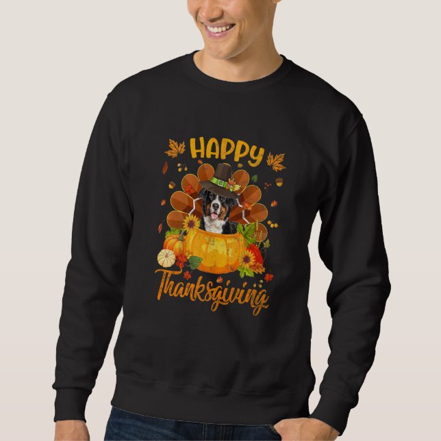 Happy Thanksgiving Bernese Mountain Dog Turkey Pum Sweatshirt (Vorderseite)
