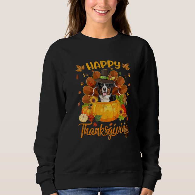 Happy Thanksgiving Bernese Mountain Dog Turkey Pum Sweatshirt (Vorderseite)