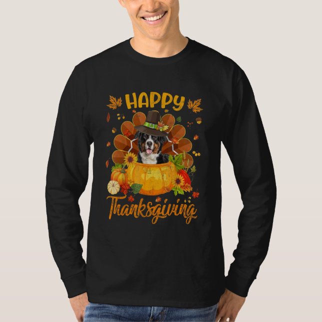 Happy Thanksgiving Bernese Mountain Dog Turkey Pum T-Shirt (Vorderseite)