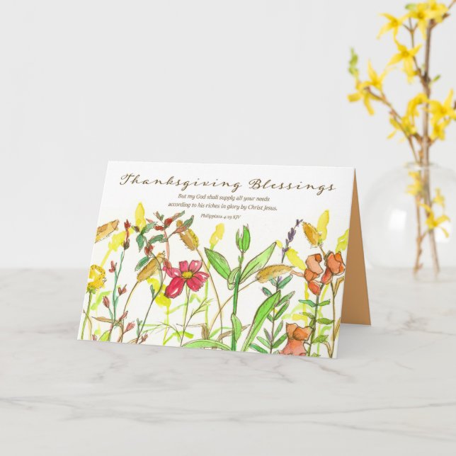 Happy Thanksgiving Bible Verse Philippianische Blu Karte (Gelbe Blume)