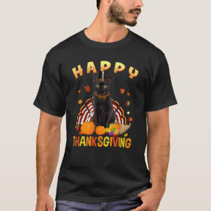 Happy Thanksgiving Black Cat Türkei Pilgrim Hat T-Shirt