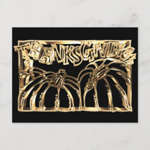 Happy Thanksgiving Black Gold Typografy Pumpkin Feiertagspostkarte