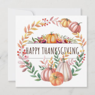 Happy Thanksgiving-Blätter Kürbiskürbis Kranz Karte