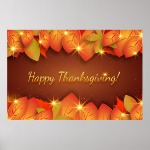Happy Thanksgiving Blätter Poster