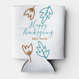 Happy Thanksgiving blauen braunen Herbstlaub Blume Dosenkühler