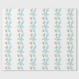 Happy Thanksgiving blauen braunen Herbstlaub Blume Geschenkpapier