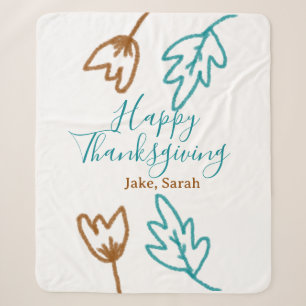 Happy Thanksgiving blauen braunen Herbstlaub Blume Sherpadecke