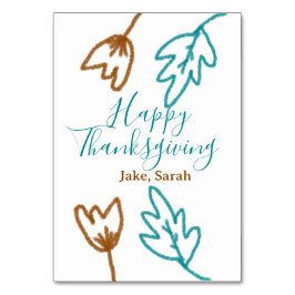 Happy Thanksgiving blauen braunen Herbstlaub Blume Tischnummer