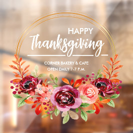 Happy Thanksgiving Blumenreath Fensteraufkleber