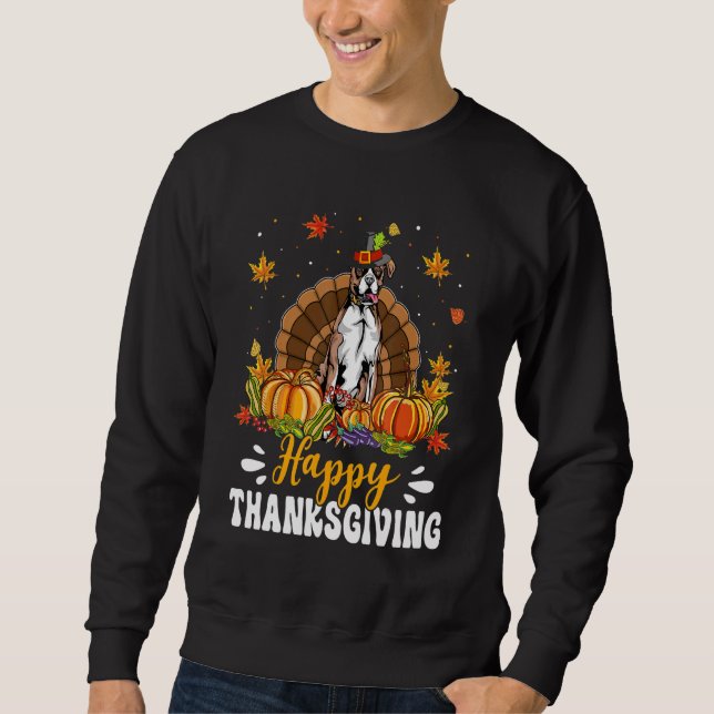 Happy Thanksgiving Boxer Dog Turkey Pumpkin Sweatshirt (Vorderseite)