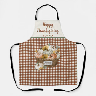Happy Thanksgiving Brown Kariert Pumpkin Fall Schürze