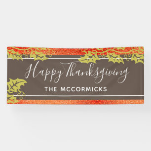 Happy Thanksgiving Burnt Orange Glitzer Custom DIY Banner