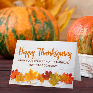 Happy Thanksgiving Business Herbst Leaves Company Karte
