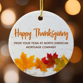 Happy Thanksgiving Business Herbst Leaves Company Keramik Ornament