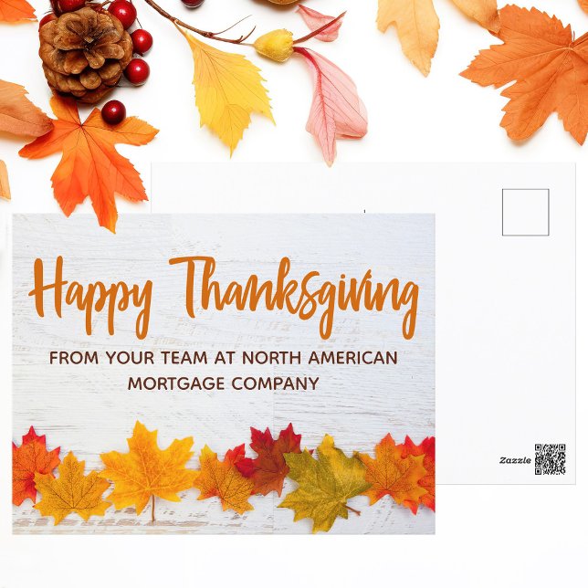 Happy Thanksgiving Business Herbst Leaves Company Postkarte (Von Creator hochgeladen)