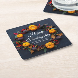 Happy Thanksgiving Business Pumpkin Dinner Party Rechteckiger Pappuntersetzer