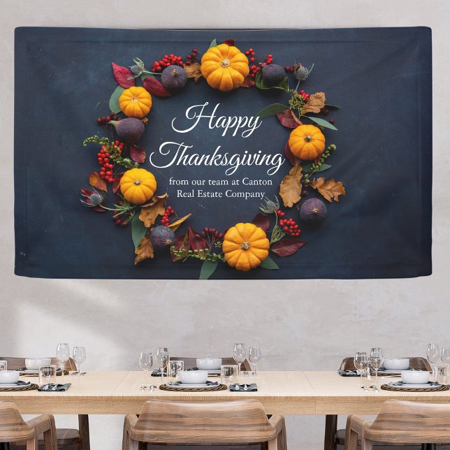 Happy Thanksgiving Business Pumpkin Wreath Custom Banner (Von Creator hochgeladen)