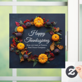 Happy Thanksgiving Business Pumpkin Wreath Modern Fensteraufkleber