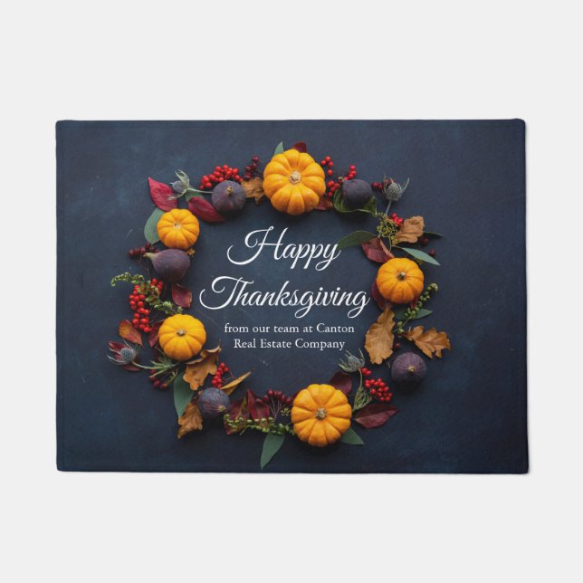 Happy Thanksgiving Business Pumpkin Wreath Modern Fußmatte (Vorderseite)