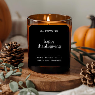 Happy Thanksgiving Candle Label   Minimalistischer Quadratischer Aufkleber