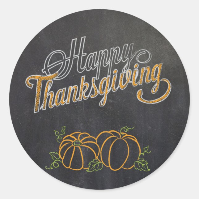 Happy Thanksgiving Chalkboard Pumpkin Stickers (Vorderseite)