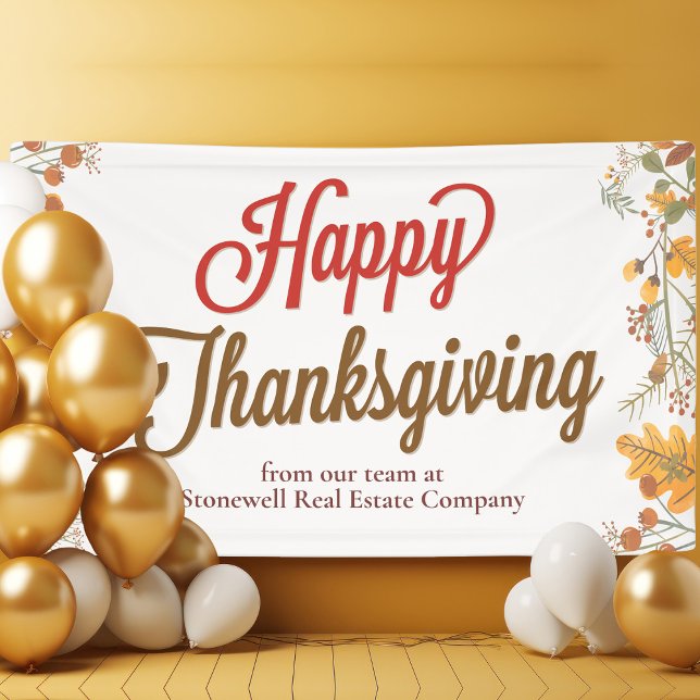 Happy Thanksgiving Chic Herbstlaubs Company Party Banner (Von Creator hochgeladen)