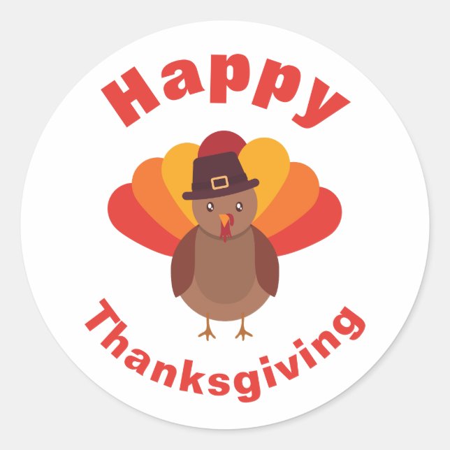 Happy Thanksgiving Classic Round Sticker (Vorderseite)
