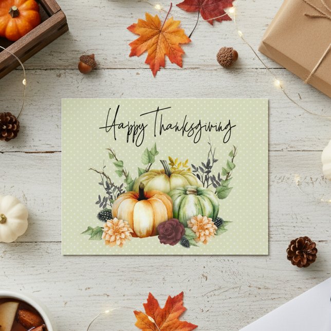 Happy Thanksgiving Colorful Watercolor Pumpkin Postkarte (Von Creator hochgeladen)