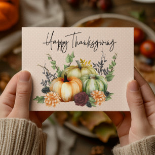 Happy Thanksgiving Colorful Watercolor Pumpkin Postkarte