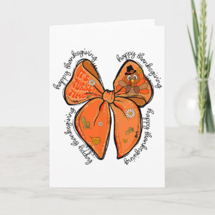 Happy Thanksgiving Coquette Türkei Bow Pumpkin Wom Karte