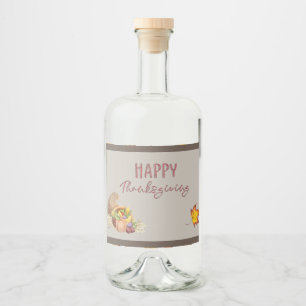 Happy Thanksgiving Cornucopia Basket Herbstlaube Alkoholflaschenetikett