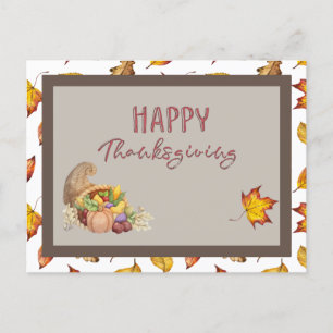 Happy Thanksgiving Cornucopia Basket Herbstlaube Postkarte