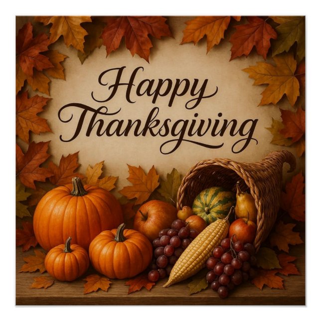 Happy Thanksgiving Cornucopia Poster (Vorderseite)