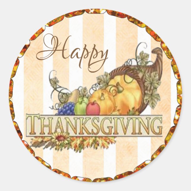 Happy Thanksgiving Cornucopia Stickers (Vorderseite)